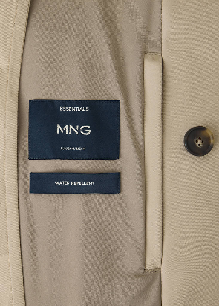 Water-repellent belted trench coat — Sand