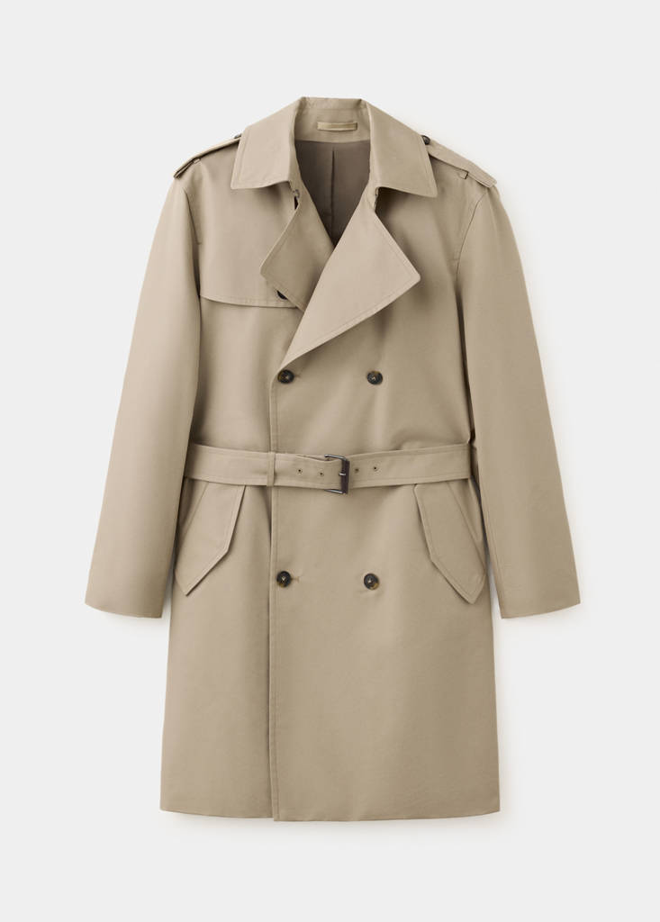 Water-repellent belted trench coat — Sand