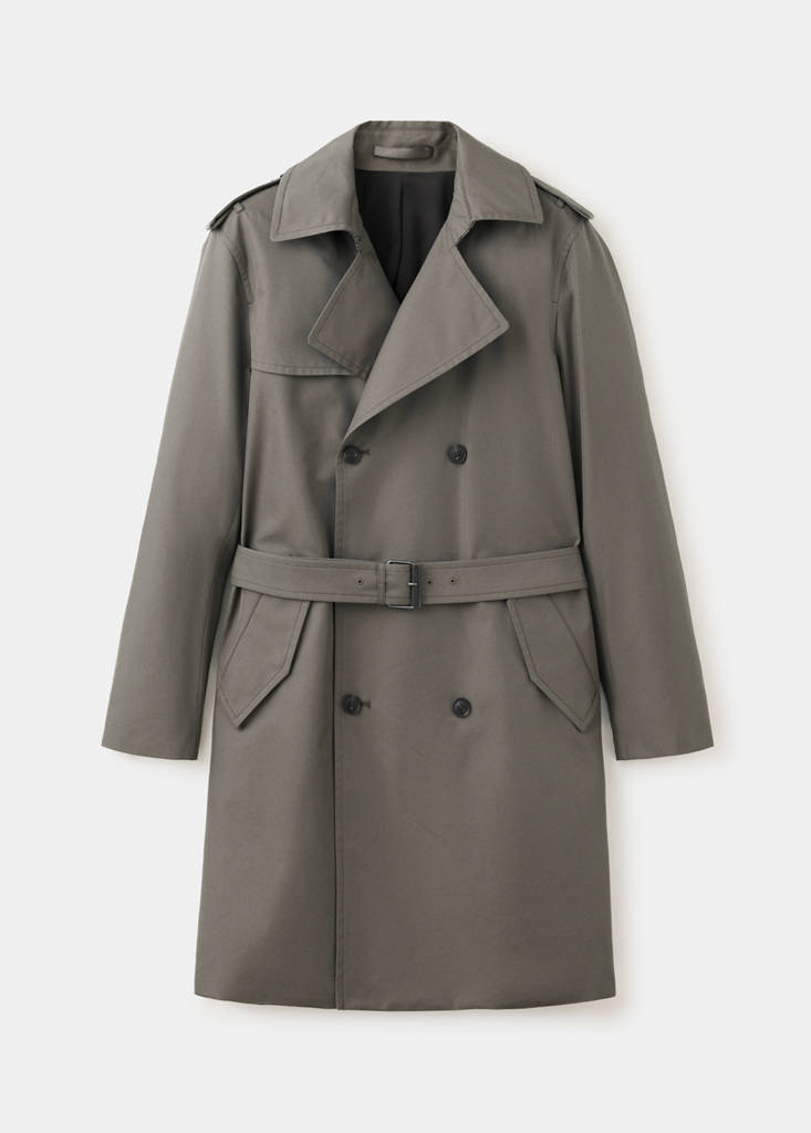 Water-repellent belted trench coat — Mink Grey