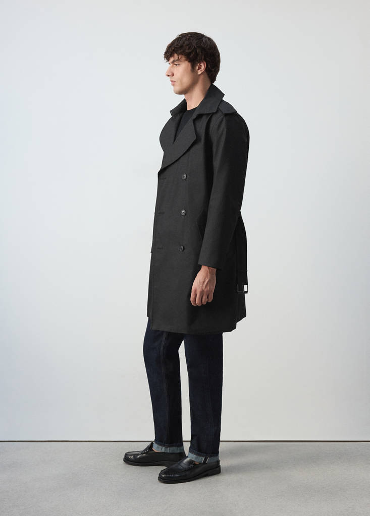 Water-repellent belted trench coat — Black
