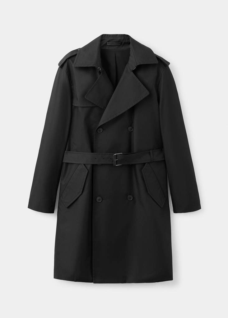 Water-repellent belted trench coat — Black