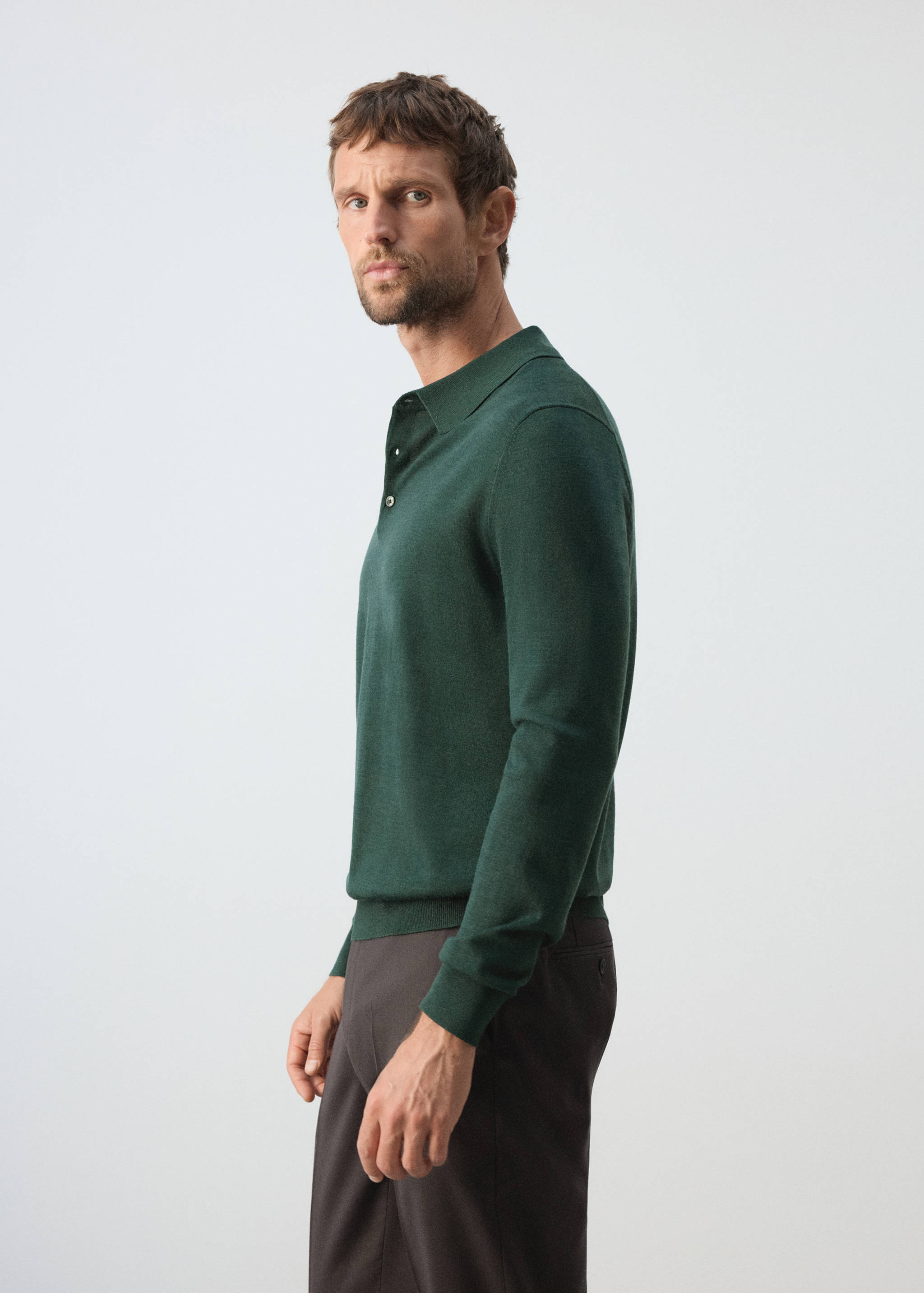 100% fine-knit wool polo sweater - Деталь изделия 2