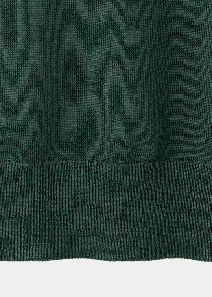 Fine-knit 100% merino wool polo jumper — Dark Green