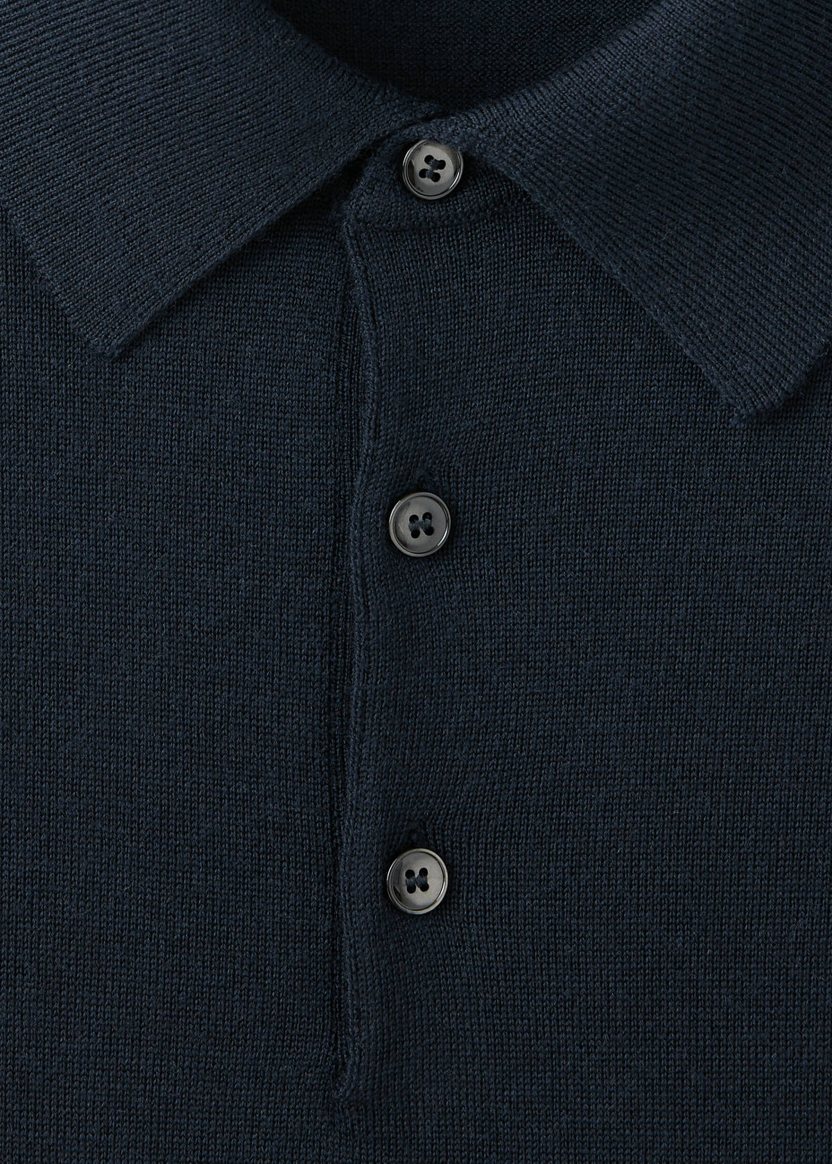 Fine-knit polo jumper in 100% merino wool — Navy