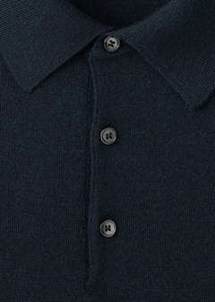 Fine-knit polo jumper in 100% merino wool — Navy 7