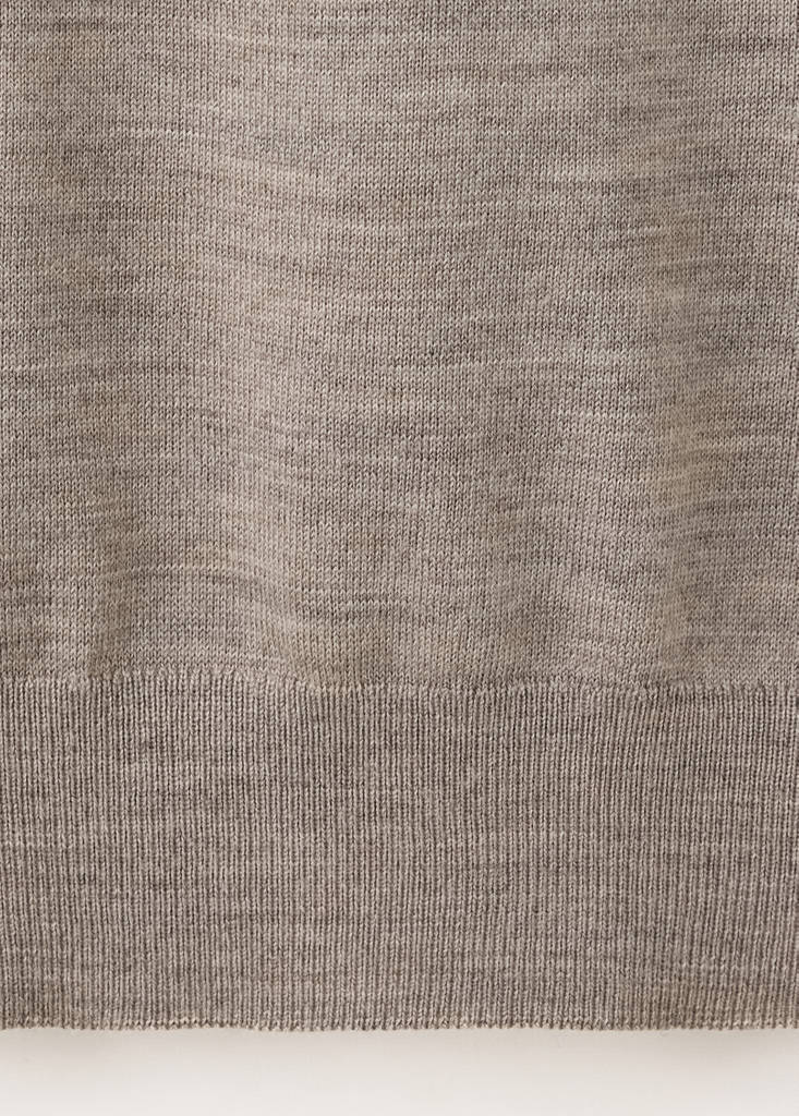 Fine-knit 100% merino wool polo jumper — Mink Grey