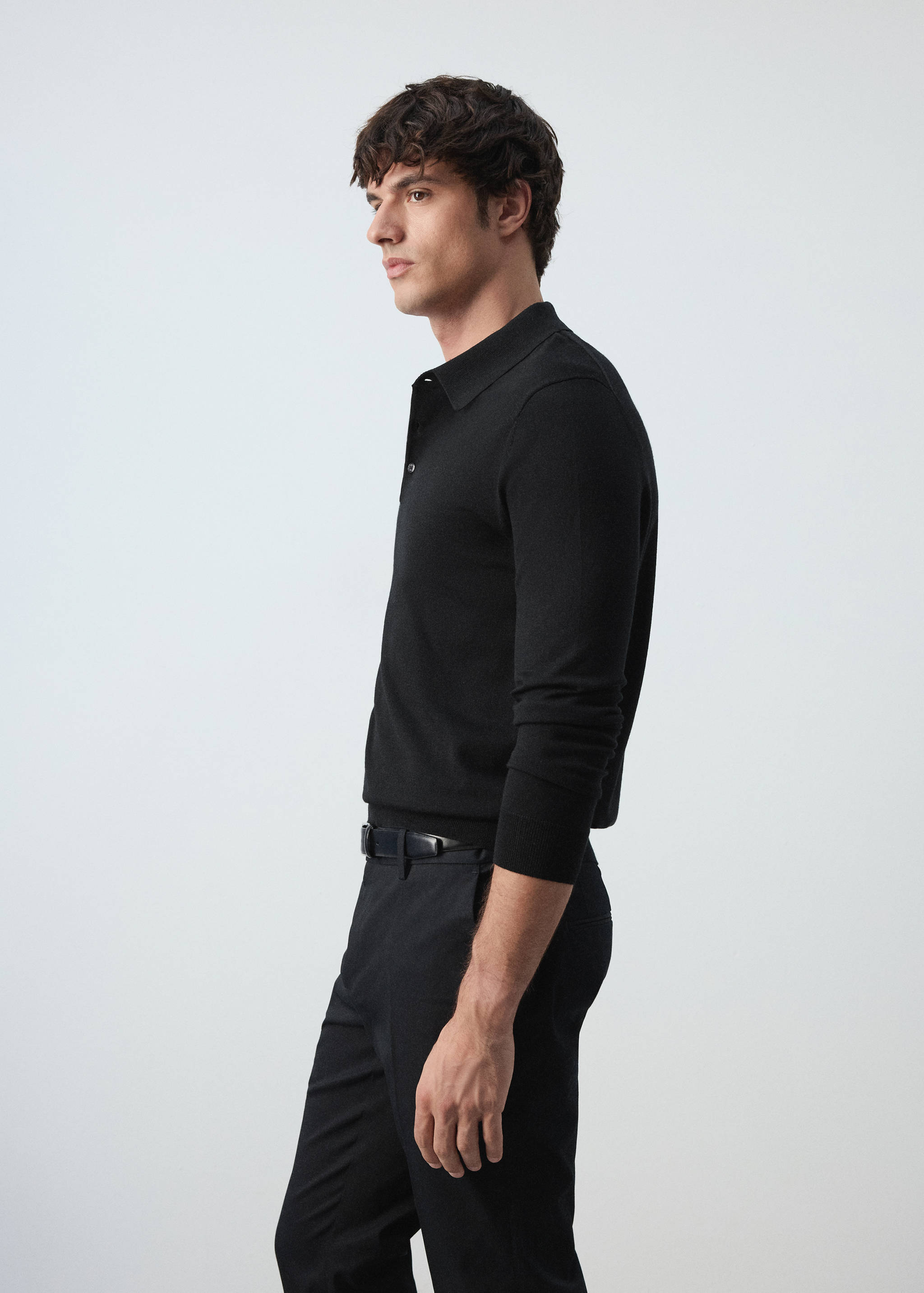 100% fine-knit wool polo sweater - Деталь изделия 2