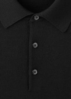 Fine-knit polo jumper in 100% merino wool — Black 7