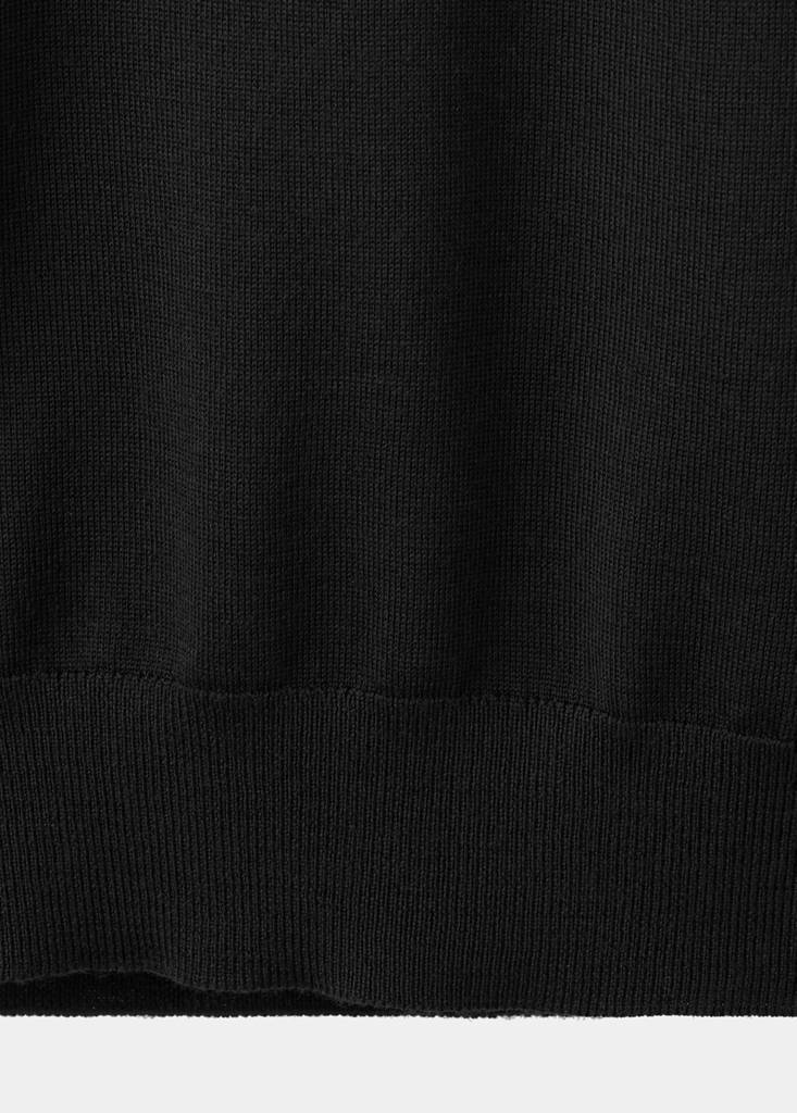 Fine-knit 100% merino wool polo jumper — Black