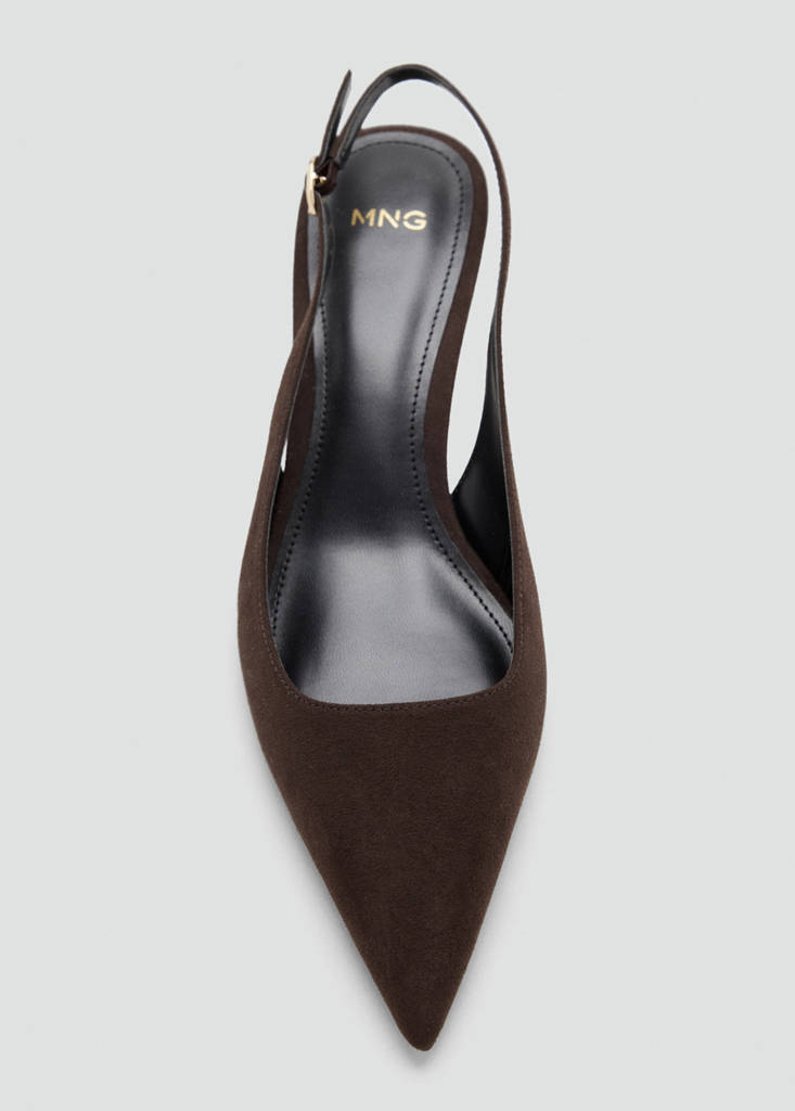 Pointed kitten-heel shoes — Chocolate