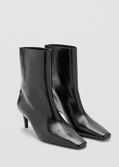 Square-toe suede heeled ankle boot — Black 3