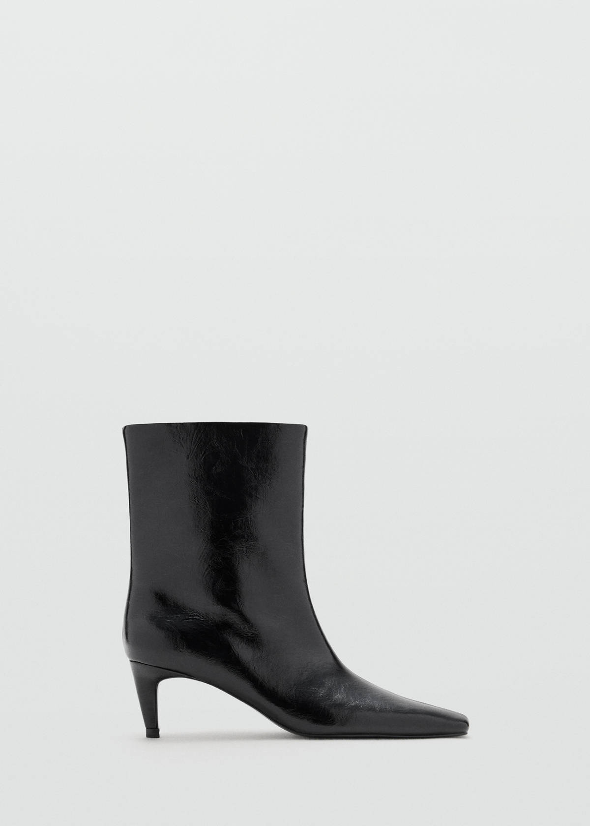 Square-toe suede heeled ankle boot — Black