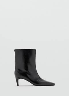 Square-toe suede heeled ankle boot — Black 2
