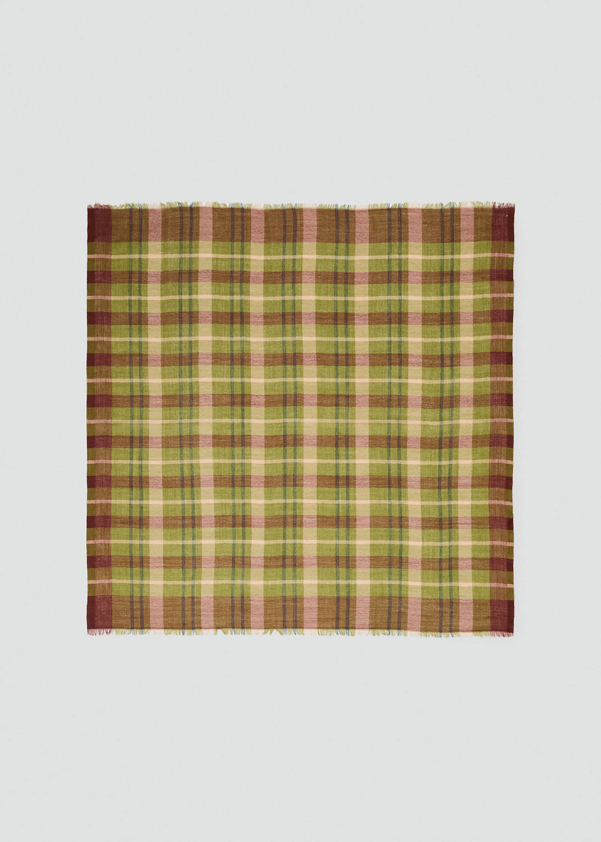 100% wool checked scarf — Green