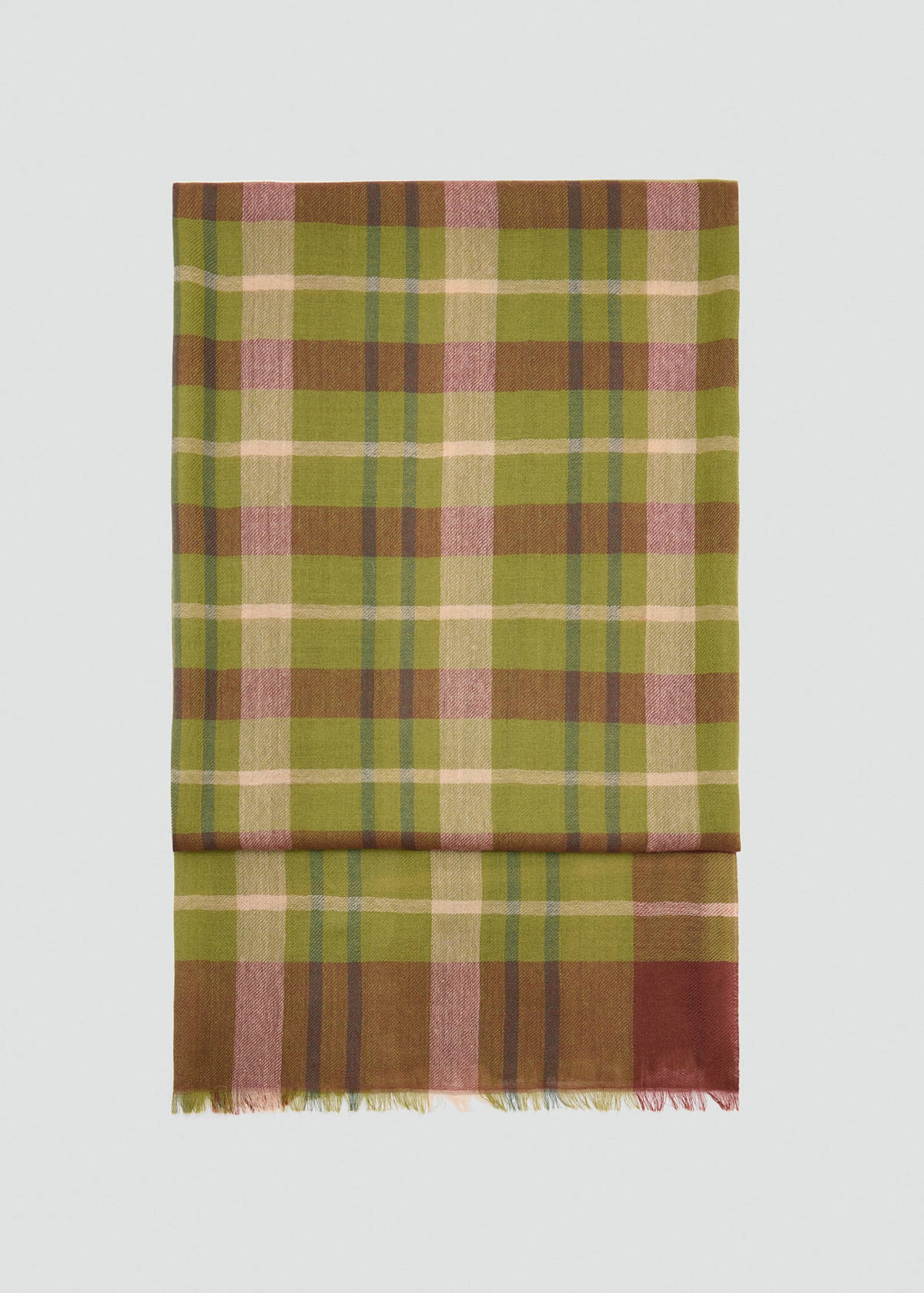 100% wool checked scarf — Green