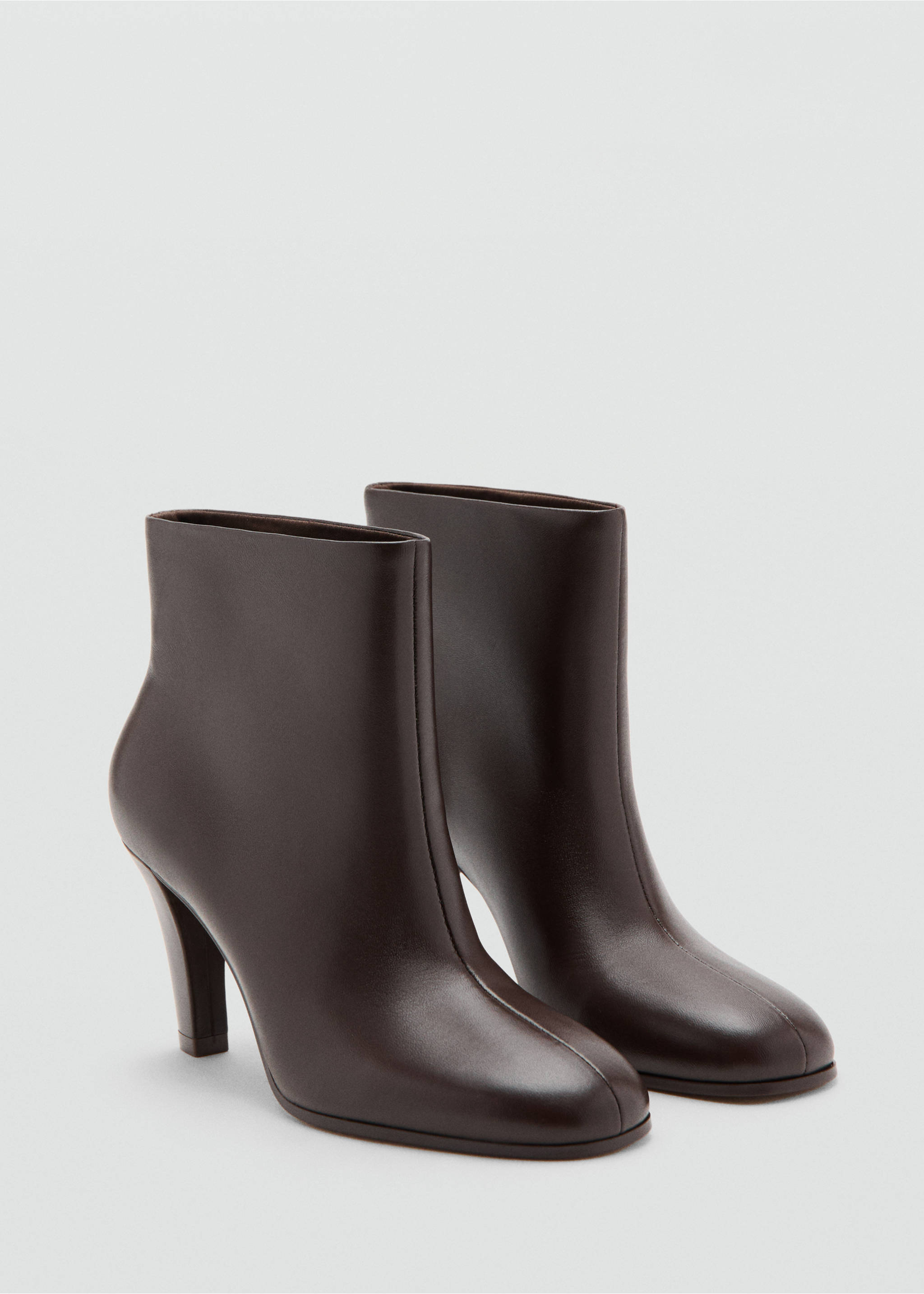 Leather heeled boots - Medium plane, Chocolate. Ref: 37055986-00.