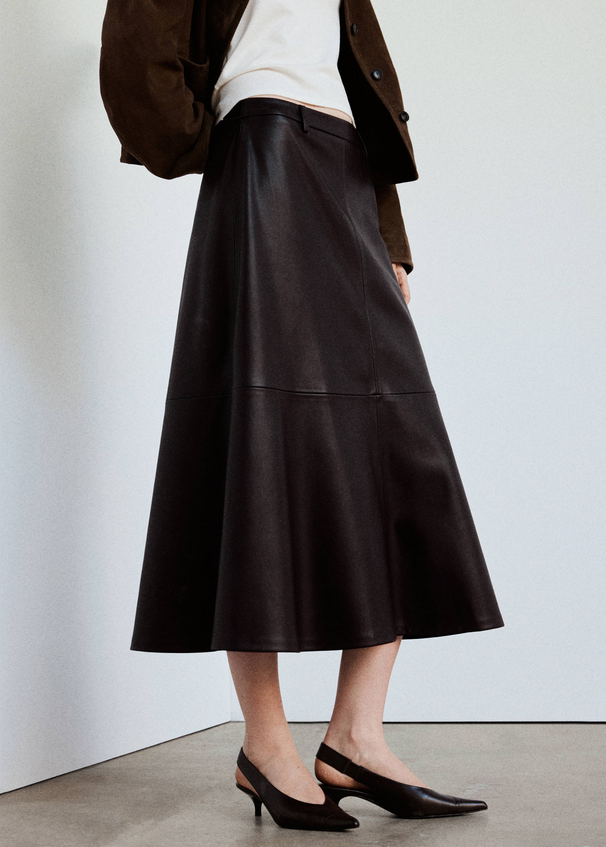 Faux-leather A-line skirt - رؤية وسط