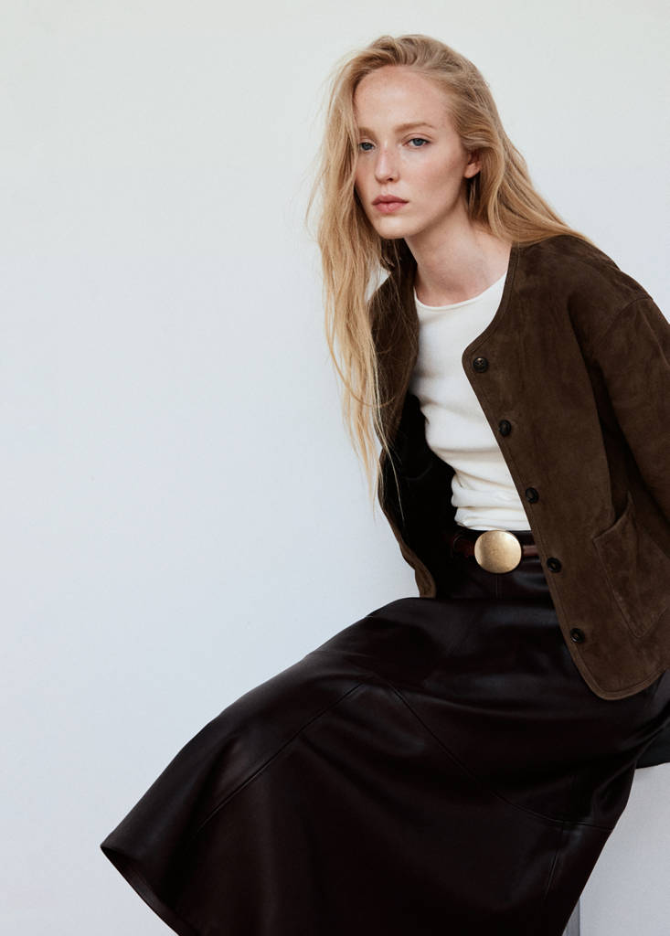 Faux leather A-line skirt — Chocolate