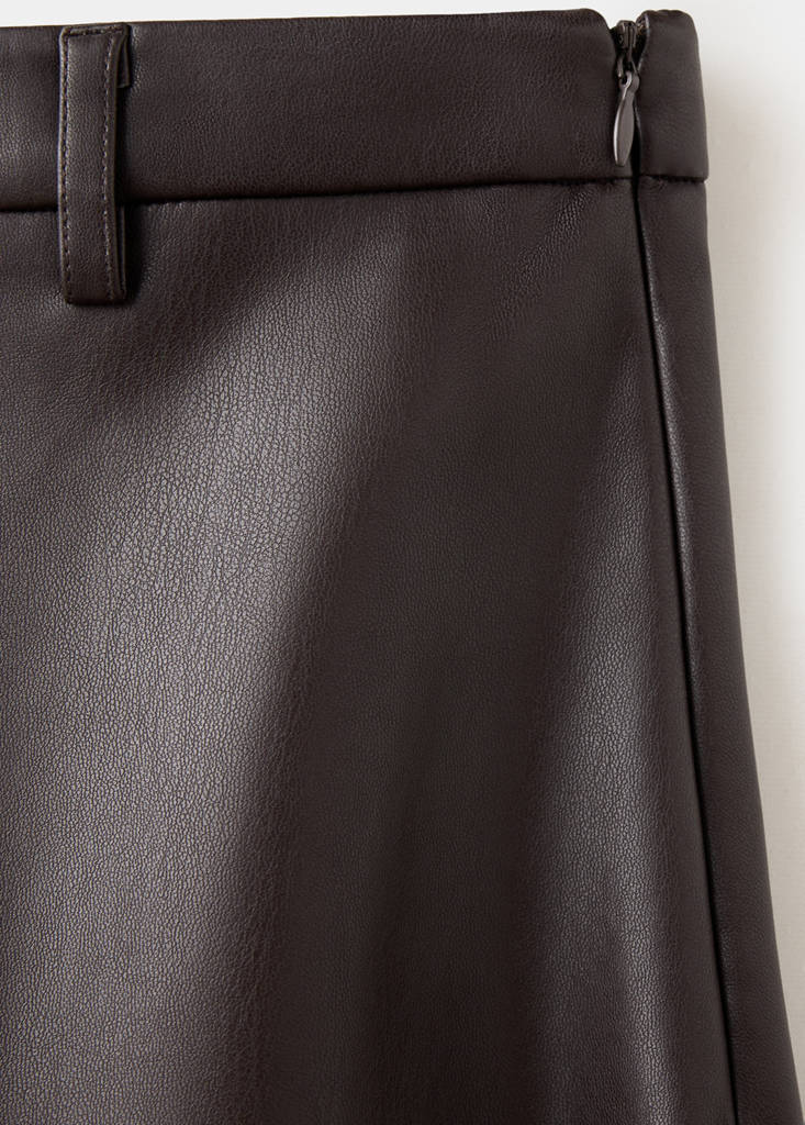 Faux leather A-line skirt — Chocolate