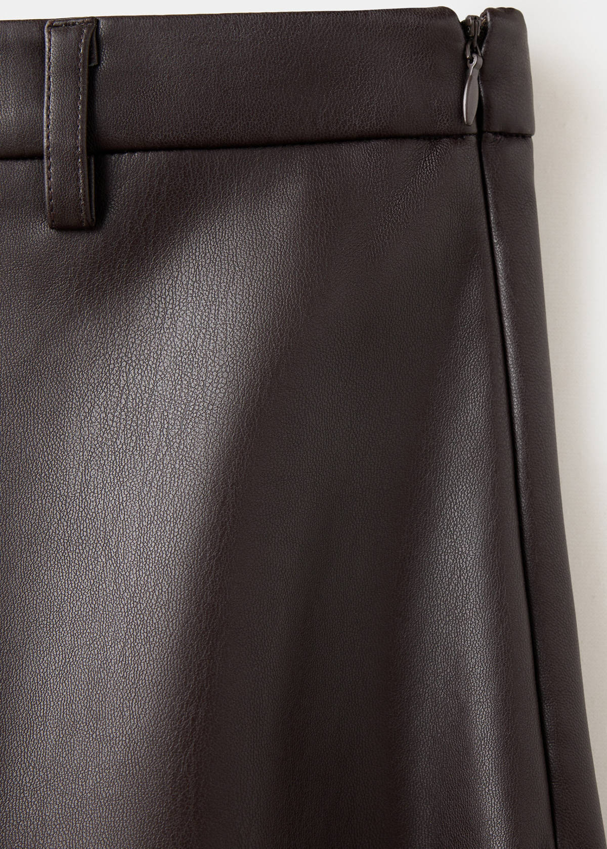 Faux leather A-line skirt — Chocolate