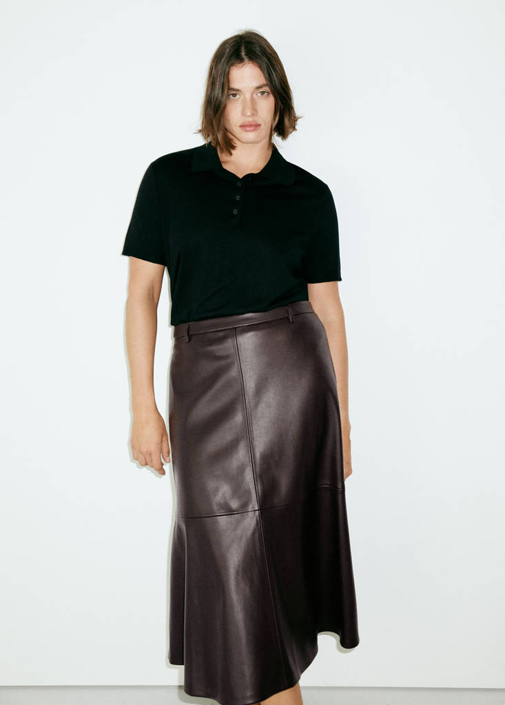 Faux leather A-line skirt — Chocolate