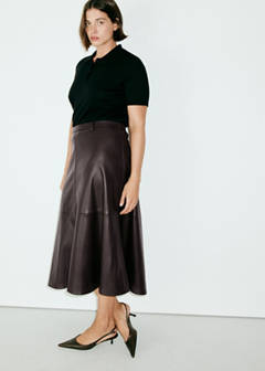 Faux leather A-line skirt — Chocolate 6
