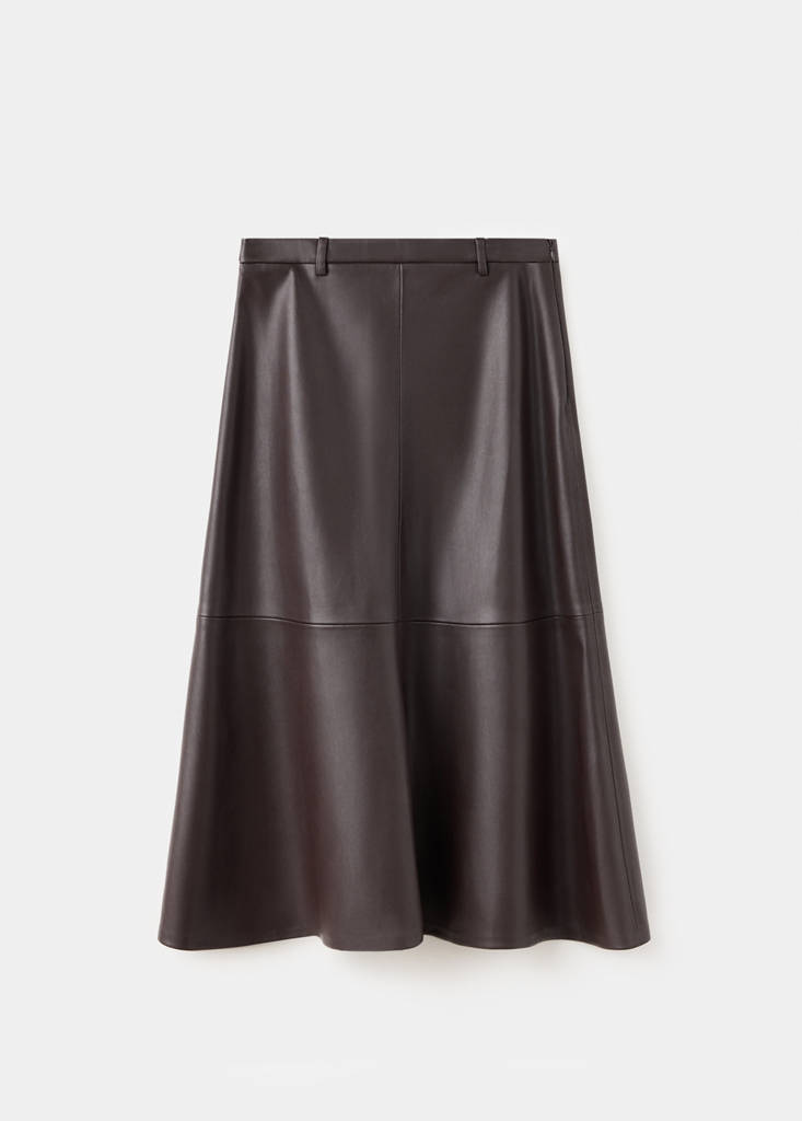 Faux leather A-line skirt — Chocolate