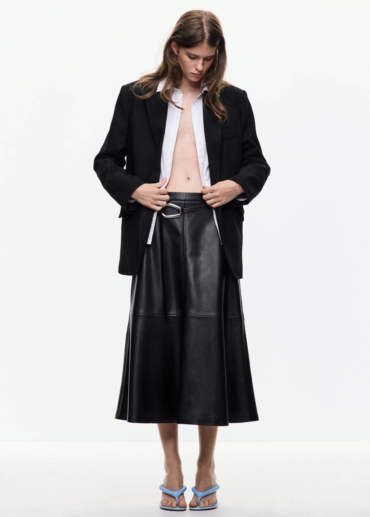 Faux leather A-line skirt — Black
