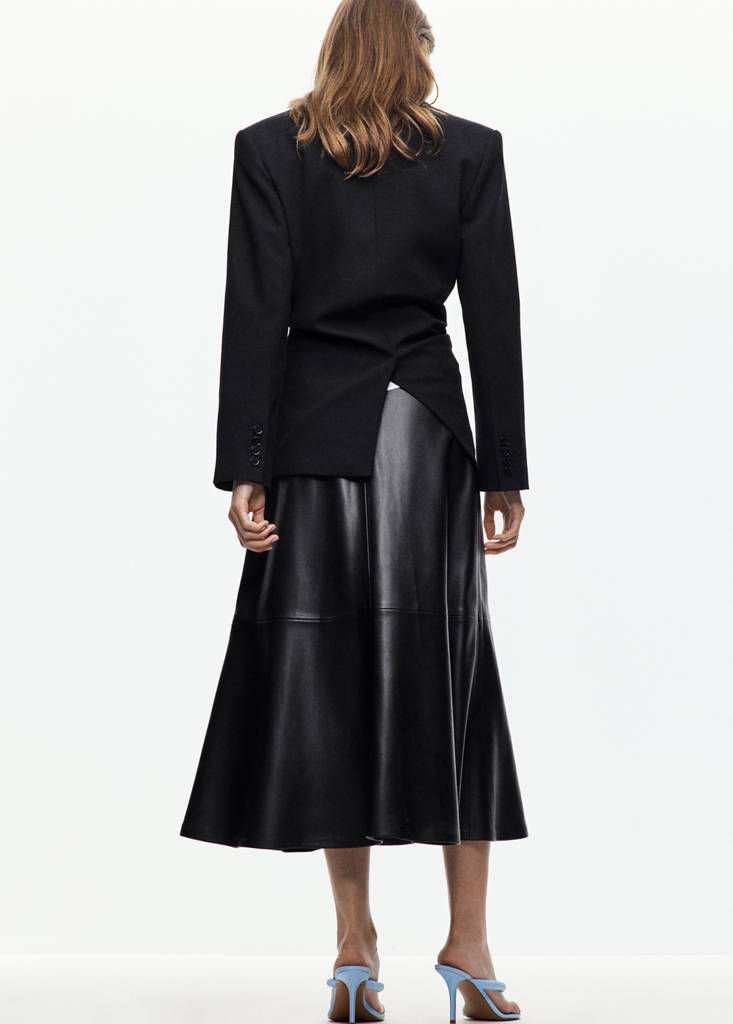 Faux leather A-line skirt — Black