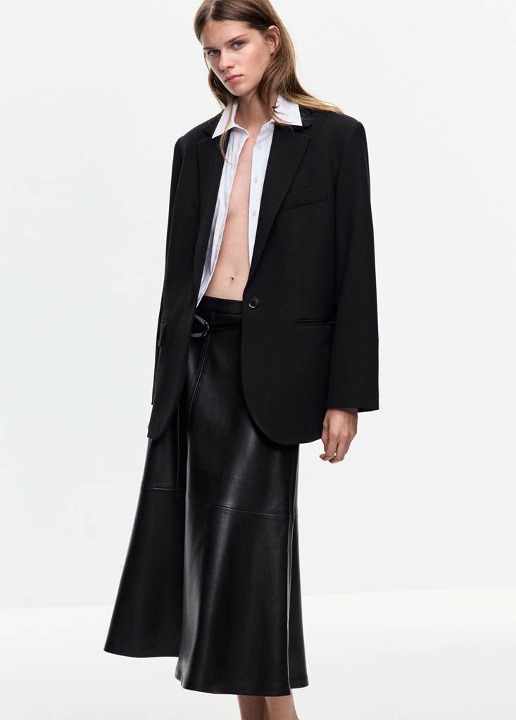 Faux leather A-line skirt — Black