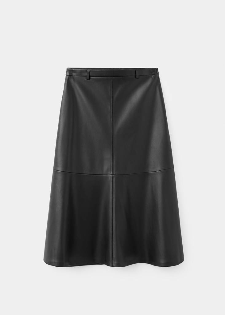 Faux leather A-line skirt — Black