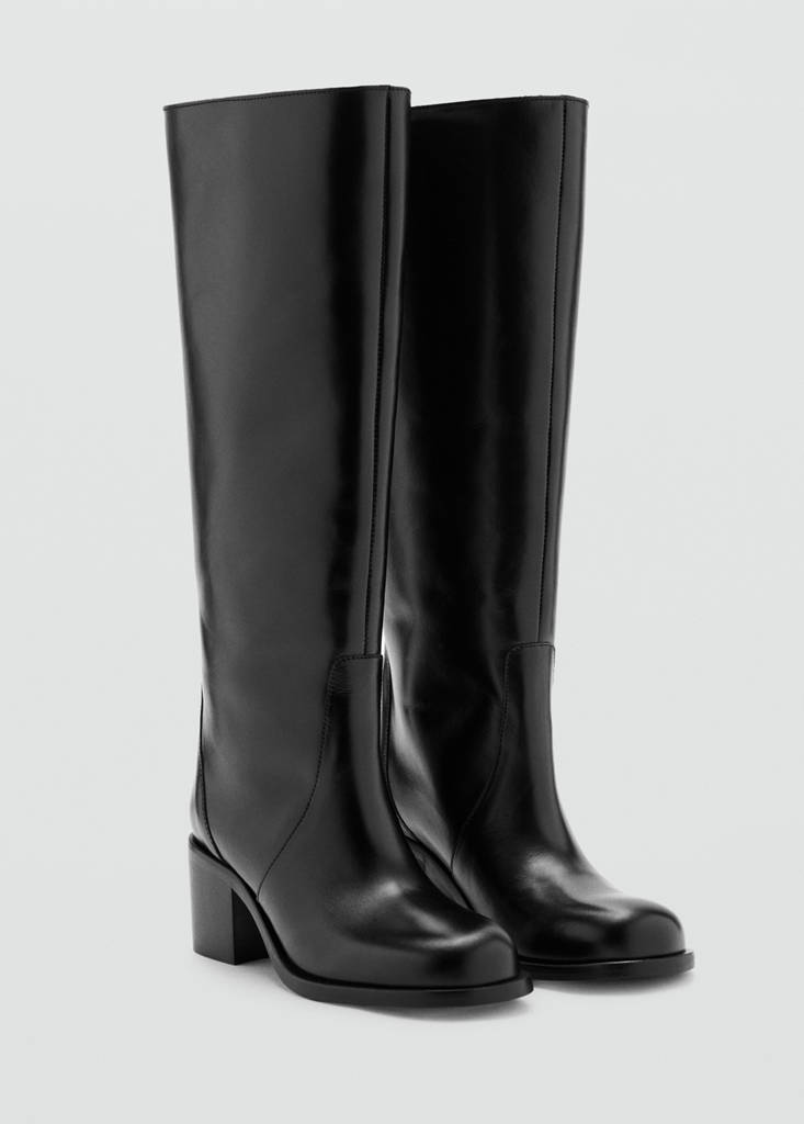 100% leather heeled boot