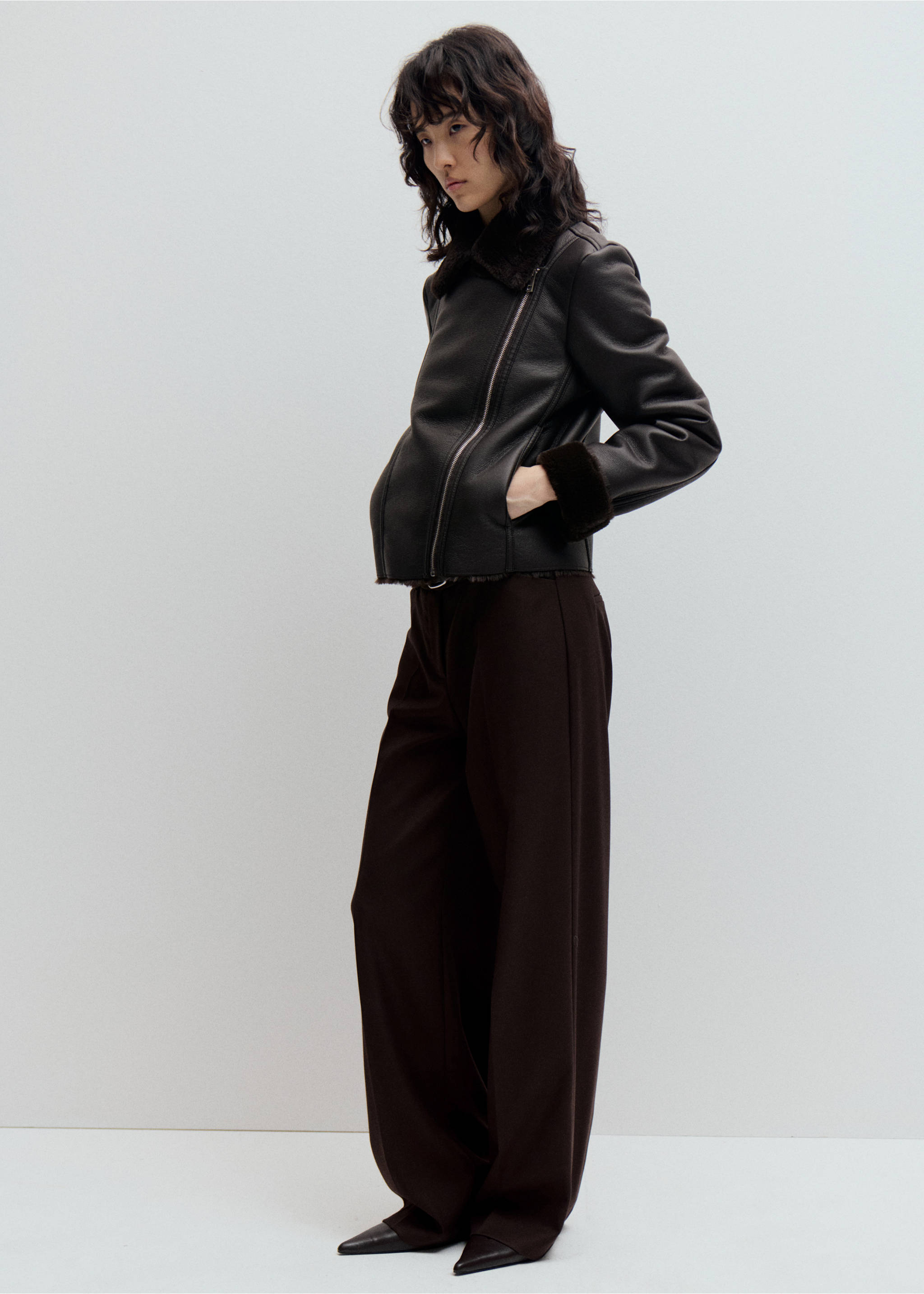 Faux-fur biker jacket - General plane, Chocolate. Ref: 37055990-00.