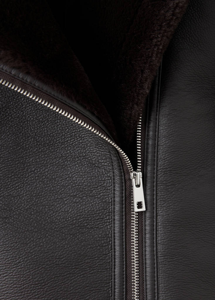 Faux-fur biker jacket — Chocolate