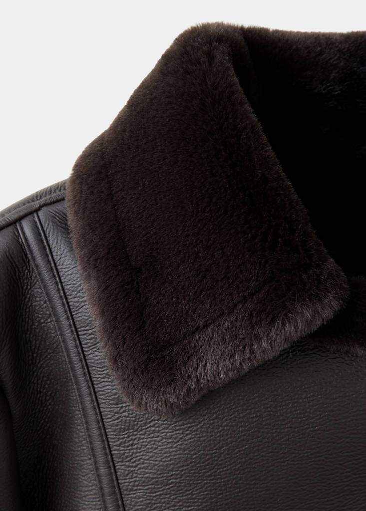 Faux-fur biker jacket — Chocolate