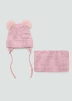 Pom-pom knitted hat — Pale Pink 4