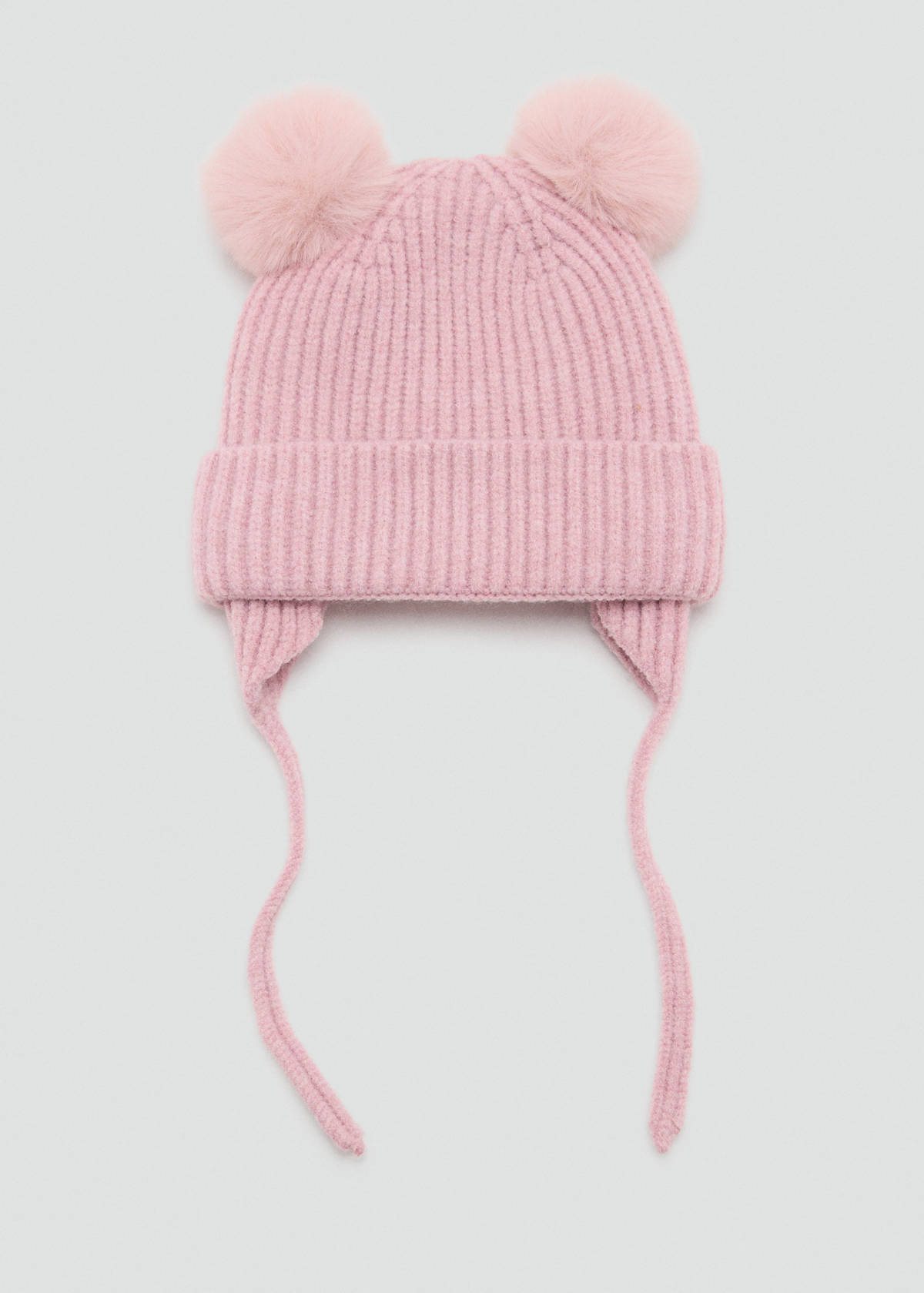 Pom-pom knitted hat — Pale Pink