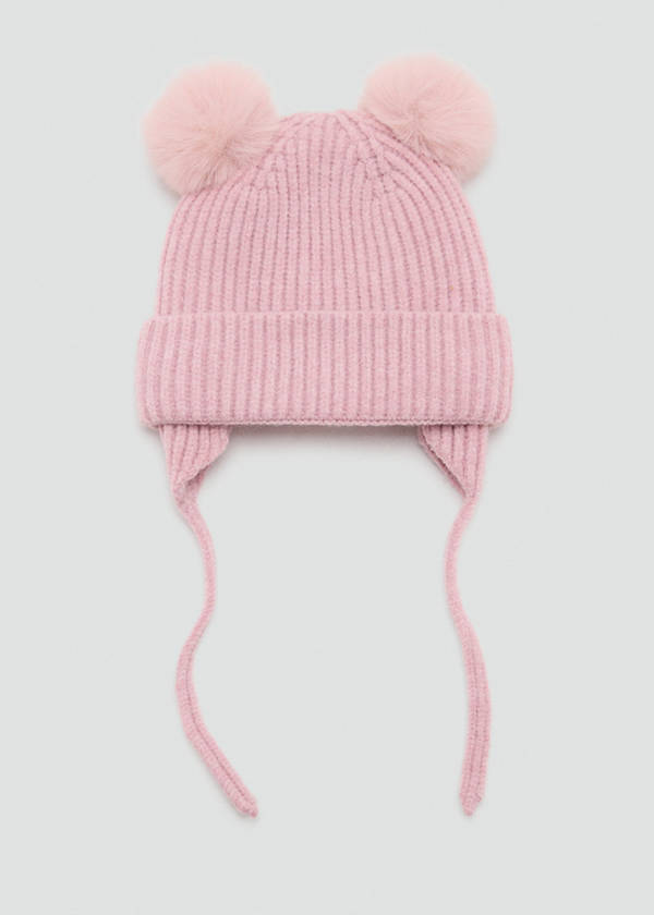 Pom-pom knitted hat — Pale Pink