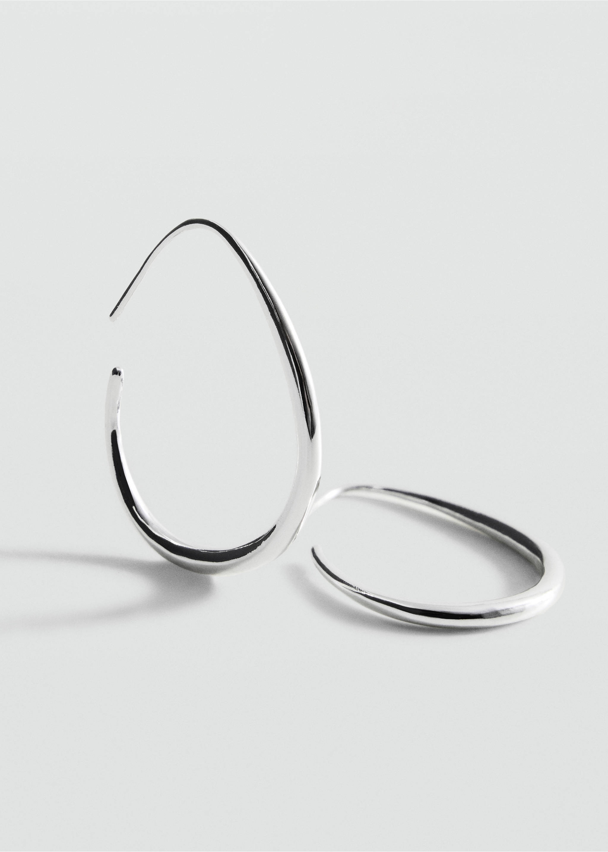 Stainless steel hoop earrings - Medium plane, Silver. Ref: 37055992-00.