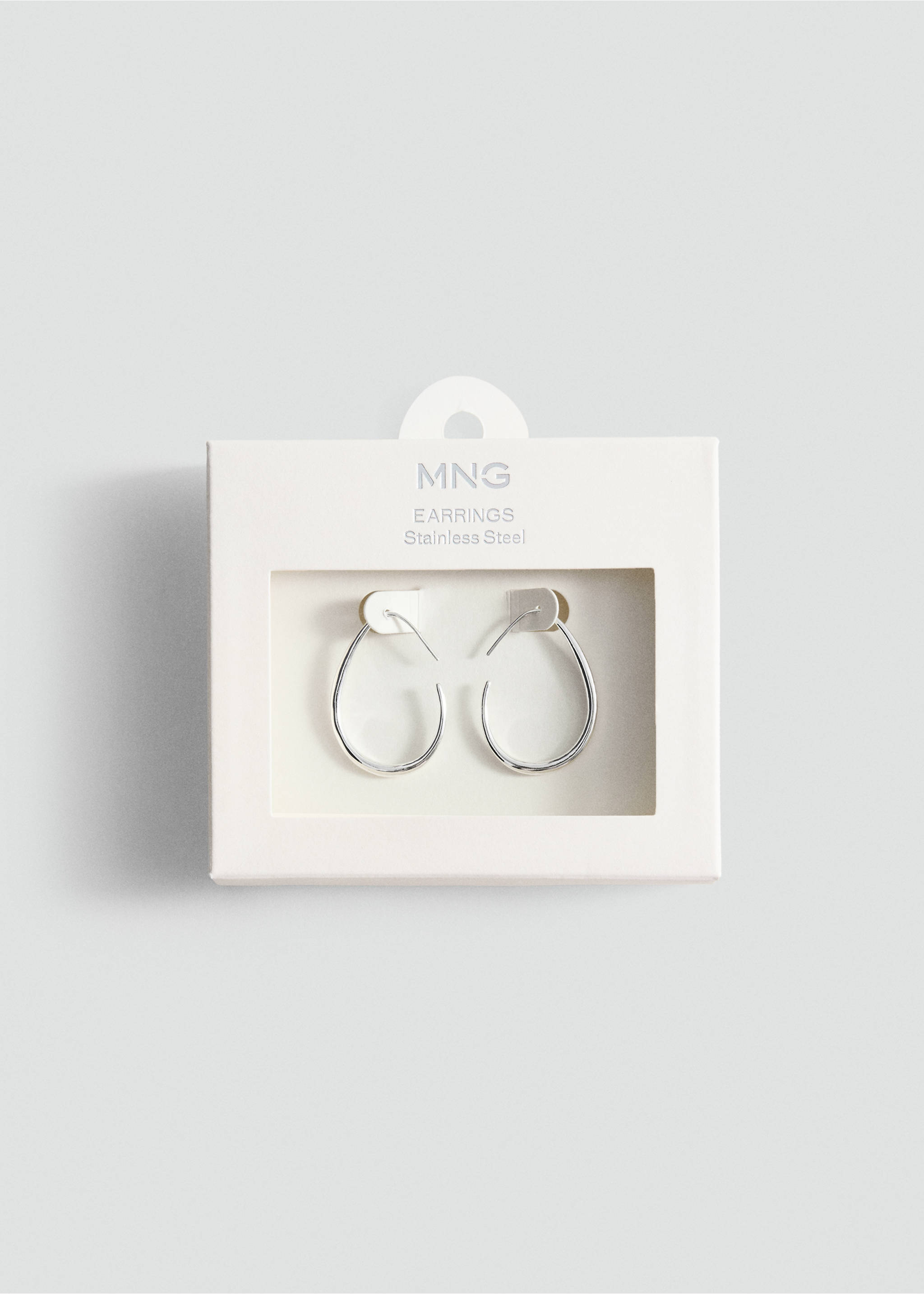 Stainless steel hoop earrings - Details of the article 1, Silver. Ref: 37055992-00.