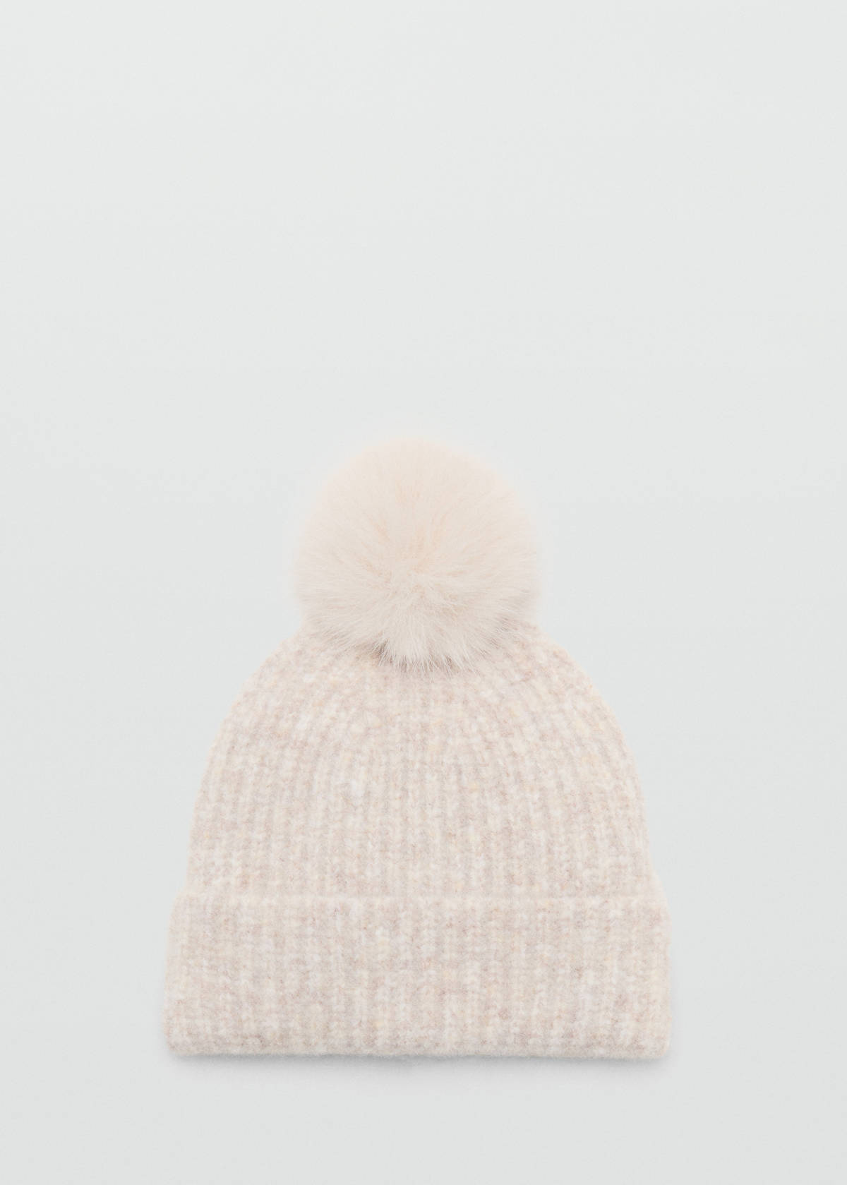 Pom pom cable-knit beanie — Sand