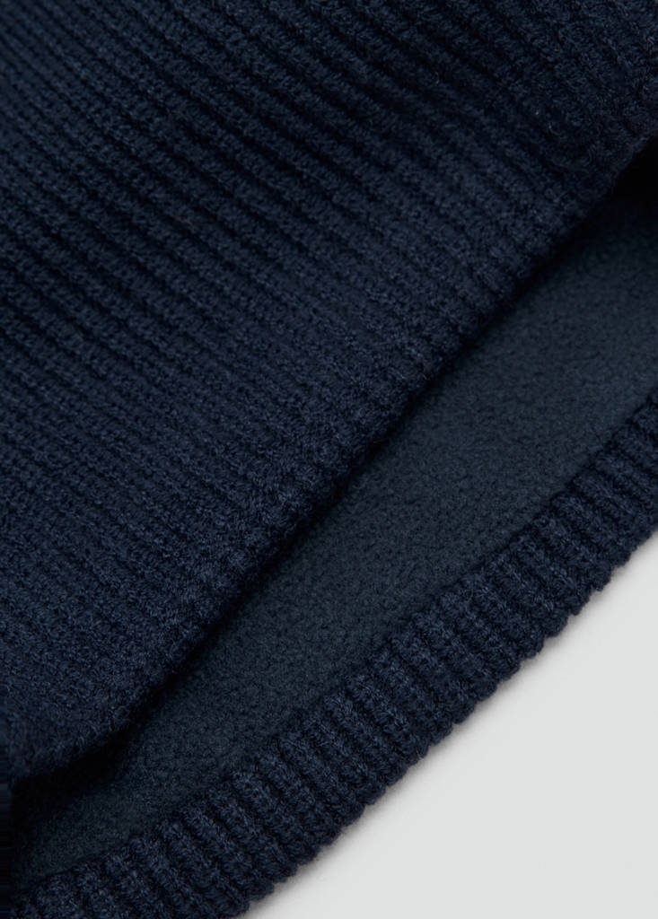 Ribbed scarf with relief logo — Navy