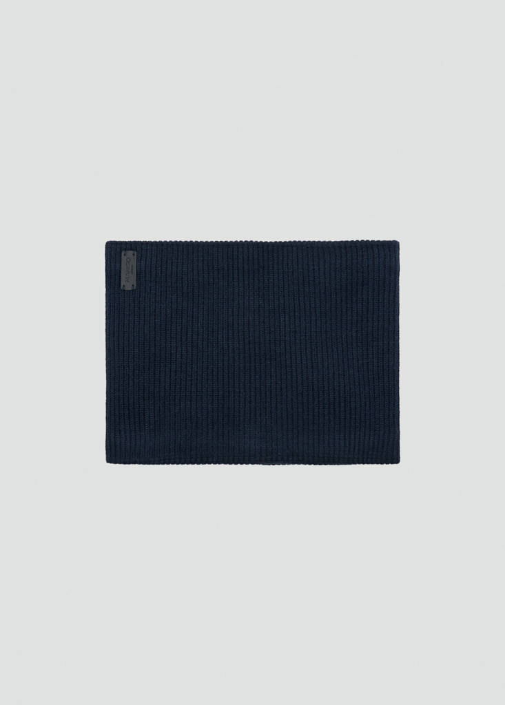 Ribbed scarf with relief logo — Navy