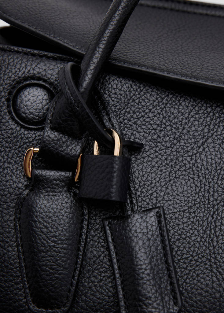 Leather-effect shoulder bag with charm detail — Black
