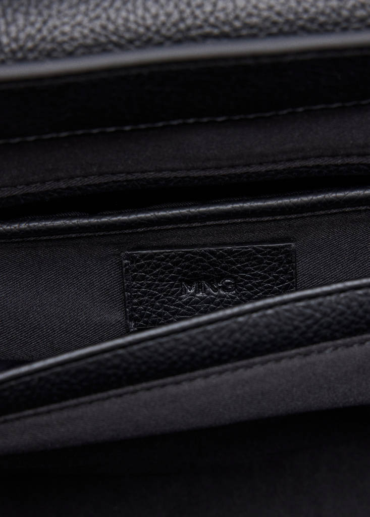 Leather-effect shoulder bag with charm detail — Black