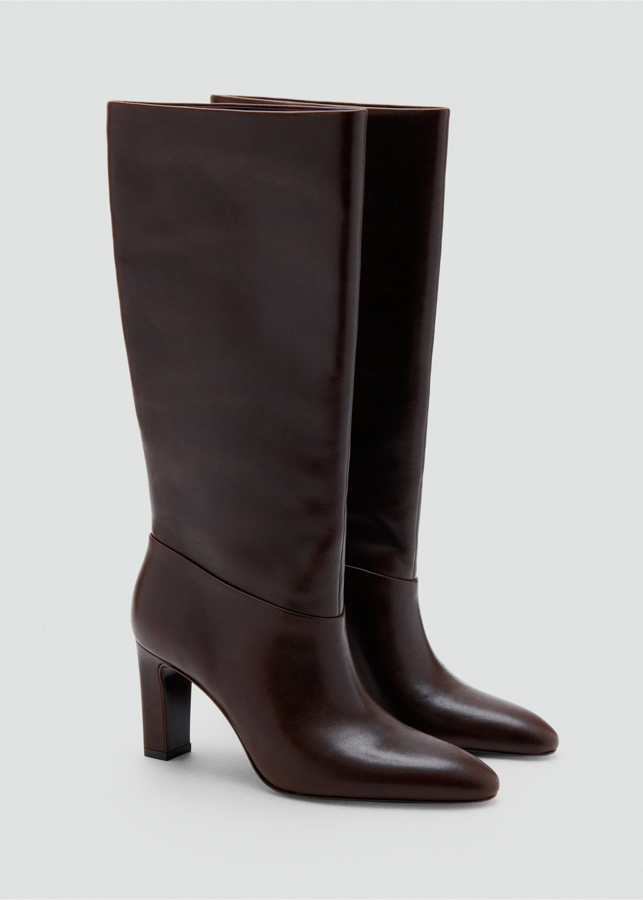 Leather heeled boots - Medium plane, Burgundy. Ref: 37055999-00.