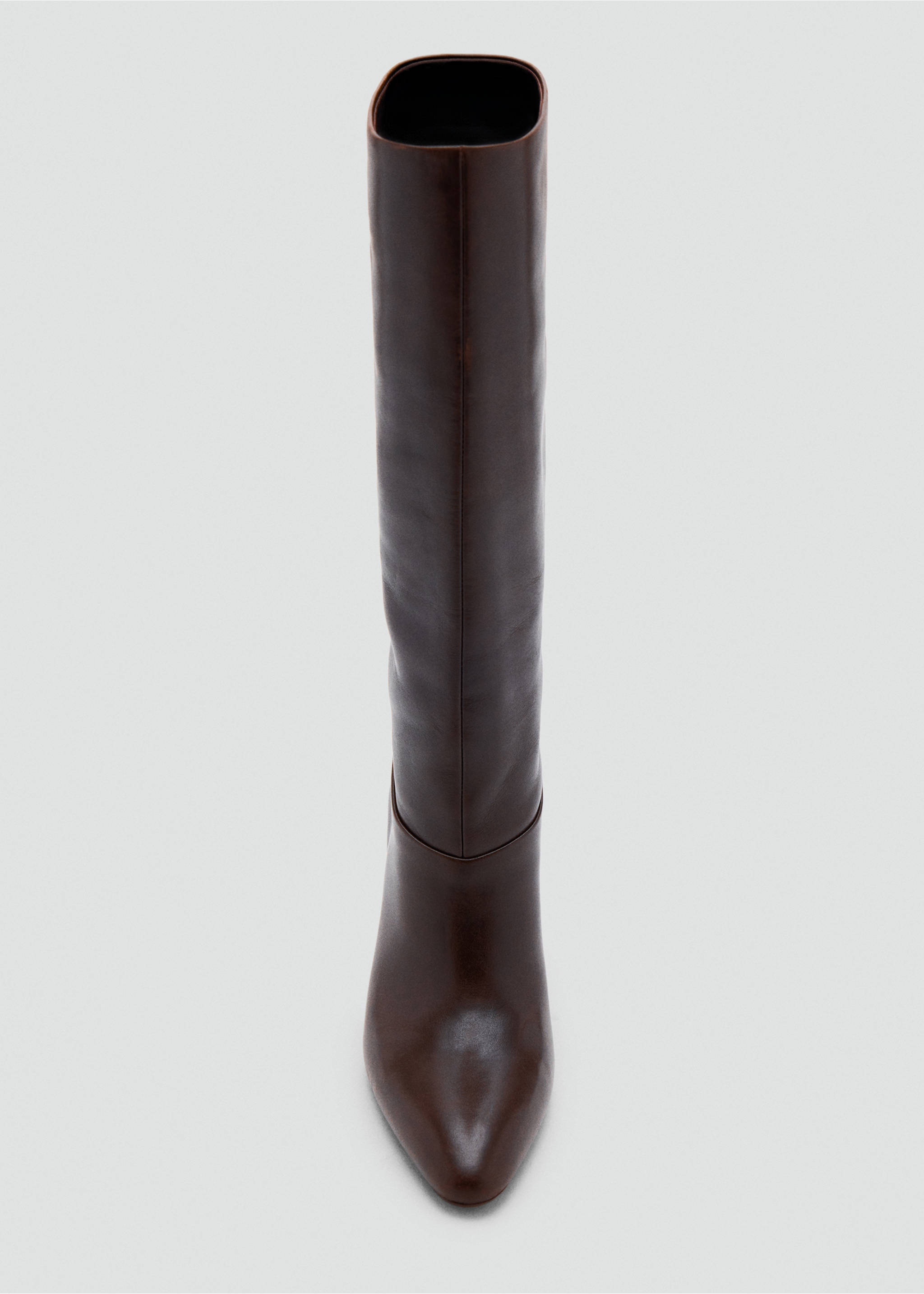 Leather heeled boots - Details of the article 2, Burgundy. Ref: 37055999-00.