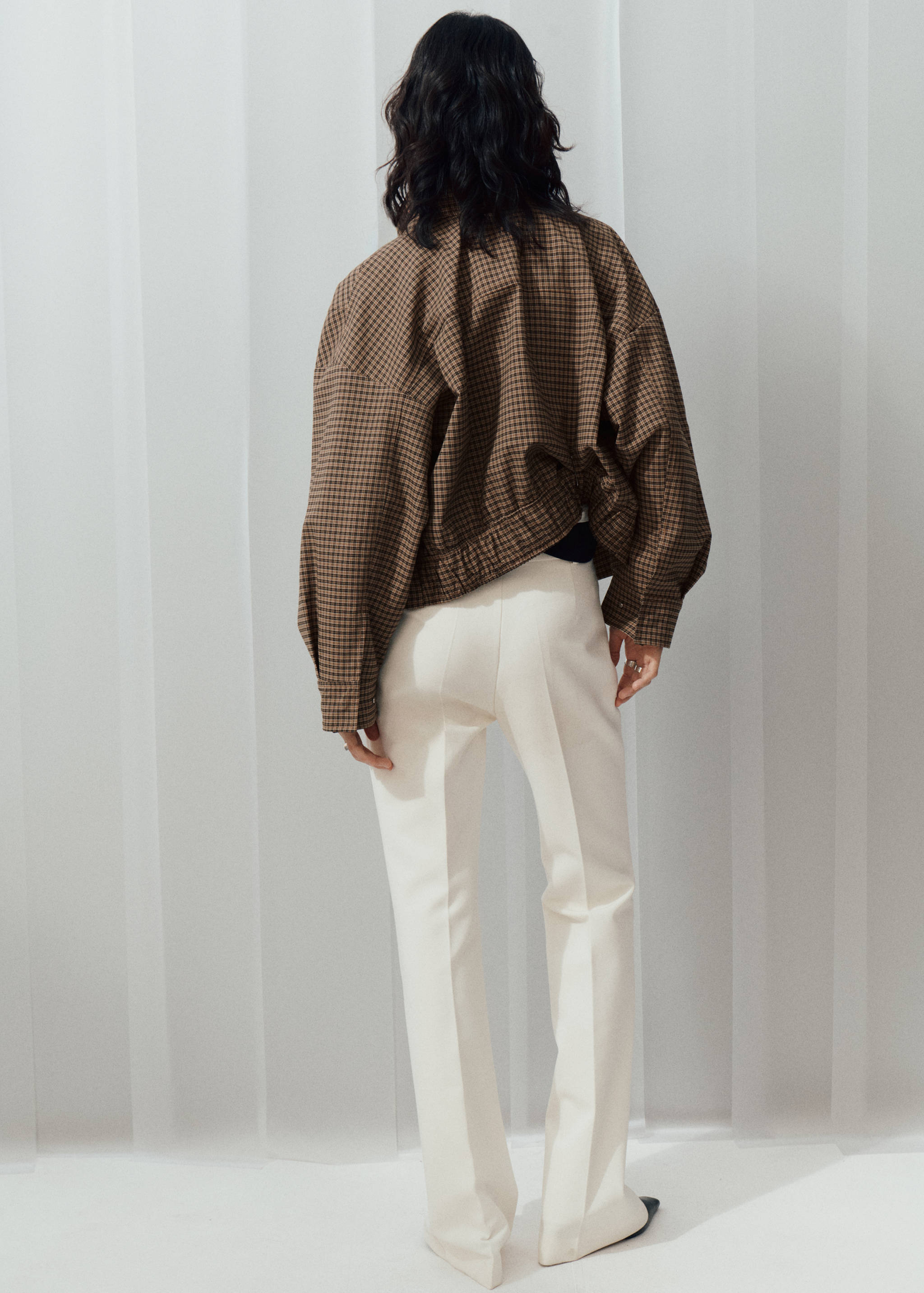 Checked funnel-neck jacket - Reverse of the article