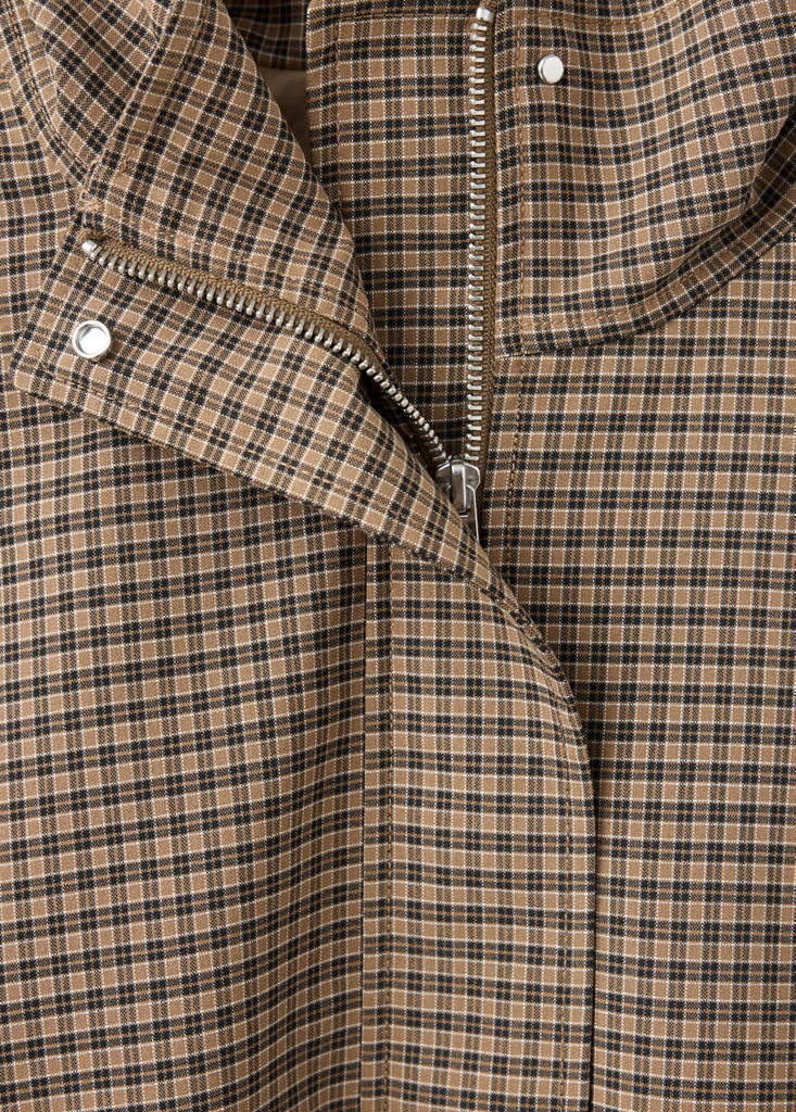 Checked jacket with funnel neck - thumbnail 7