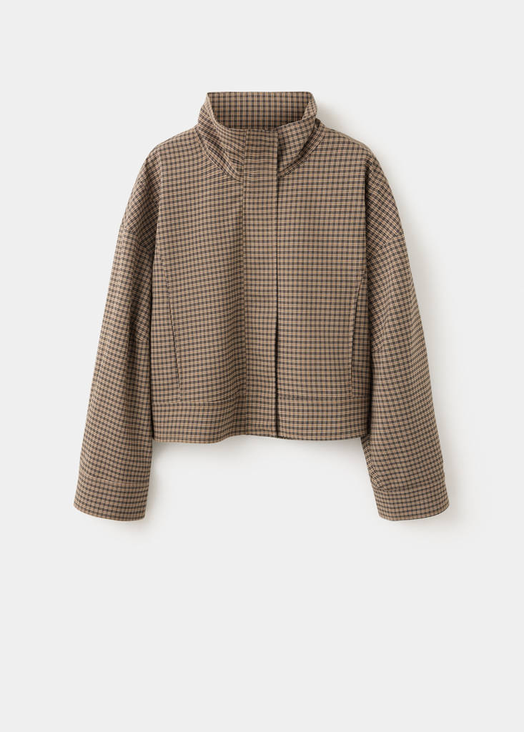 Checked jacket with funnel neck - thumbnail 4